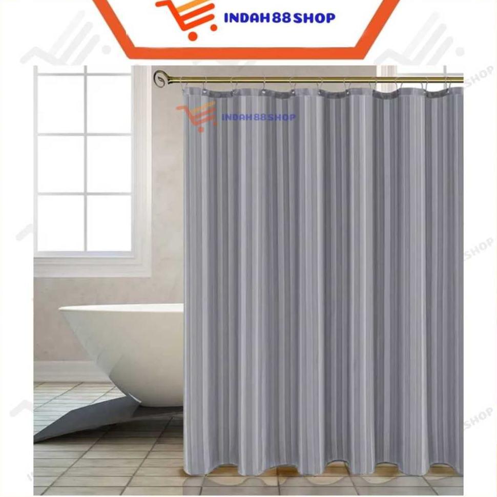 Tirai Shower Kain Polyester / Shower Curtain Tebal Waterproof