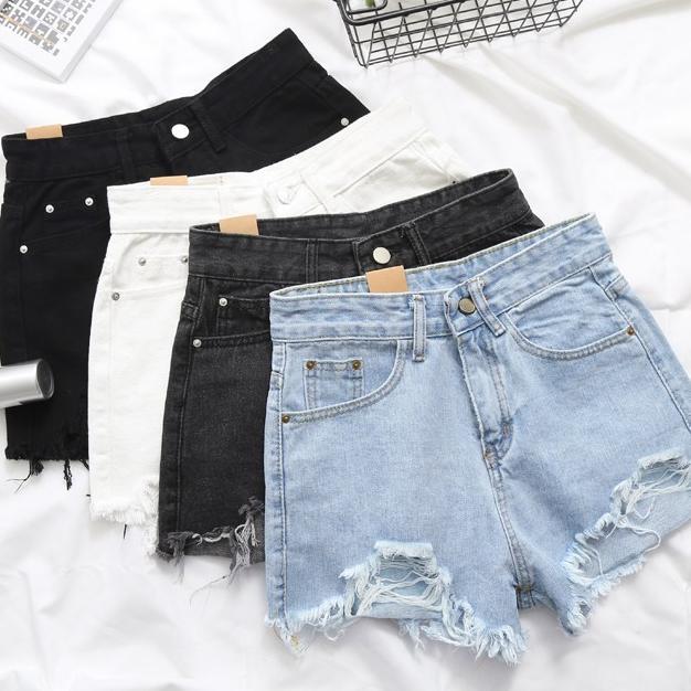 < Elegan.Girl >  Celana Hotpants Wanita Celana Pendek Jeans Celana Jeans Highwaist Wanita Cewek Non 