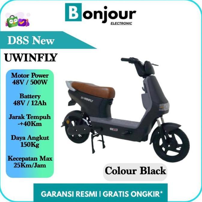 Allthebest- Sepeda Listrik Uwinfly D8S D8 Selis Uwinfly D8S Pengganti DF8 [Black]