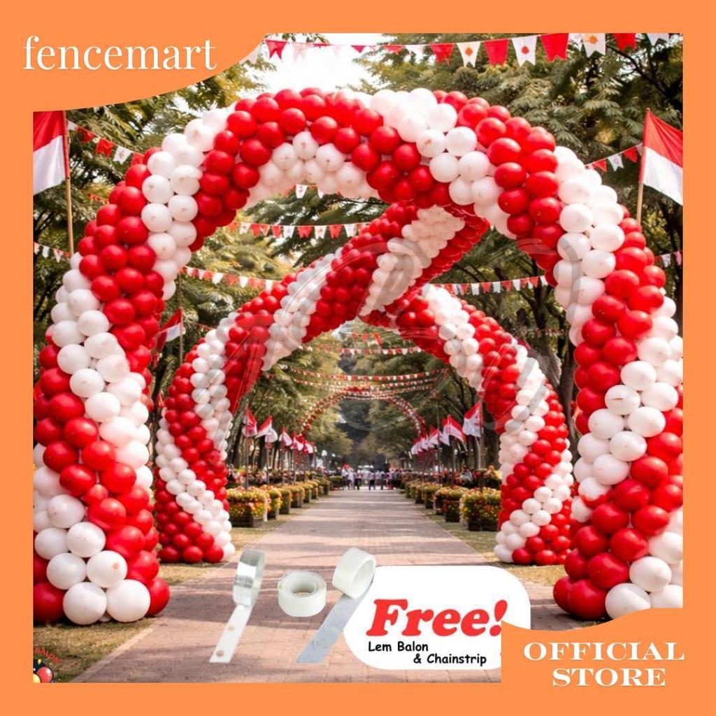 [ISI 100PCS BALON MERAH PUTIH PREMIUM - FREE LEM BALON & CHAINSTRIP] - Paket Balon Latex Kemerdekaan