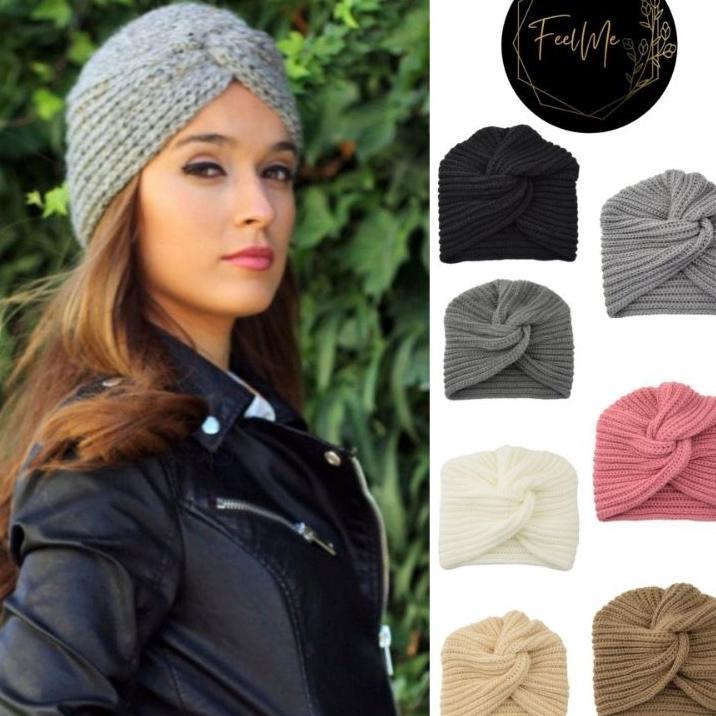 Feelme Kk-239 Premium Turban Rajut Twist Headband Turban Instan Bandana Bando