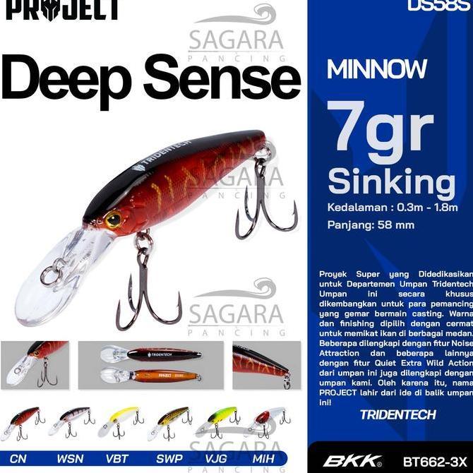 60U - Minnow Tridentech Deep Sense Project Minnow Sinking Lure Umpan Pancing