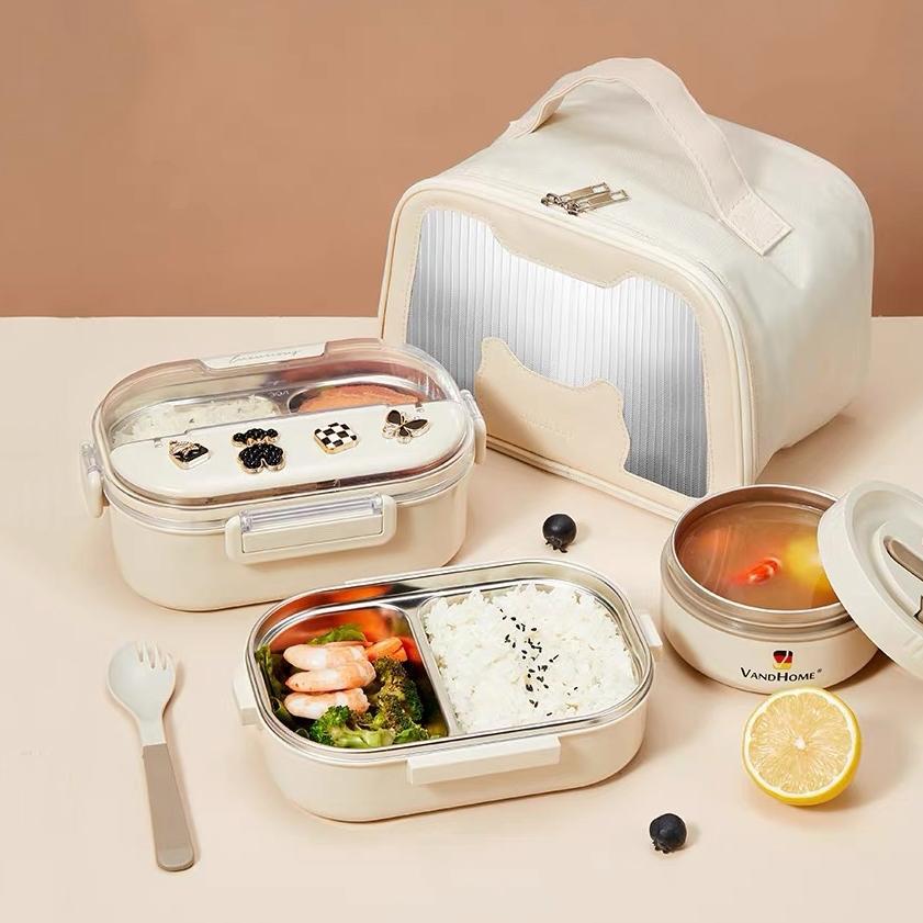 [MURAH] Stainless 304Starlight Lunch Box 700/750ml Stainless 304 Sekat 2/3 Dan Anti Tumpah HMB107