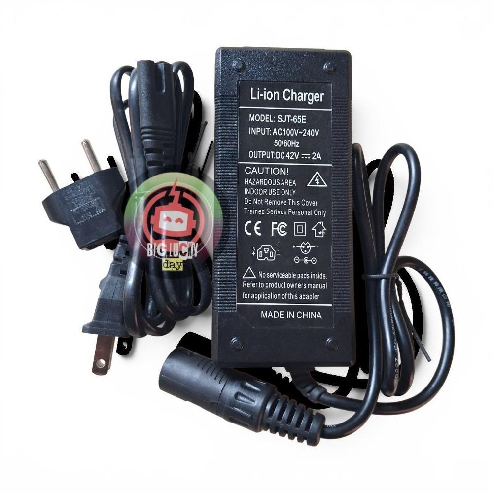 CHARGER BATERAI LI-ION MODEL SJT-65E INPUT VOLTASE AC 100V-240V OUTPUT DC 42V 2A KUALITAS PREMIUM UN