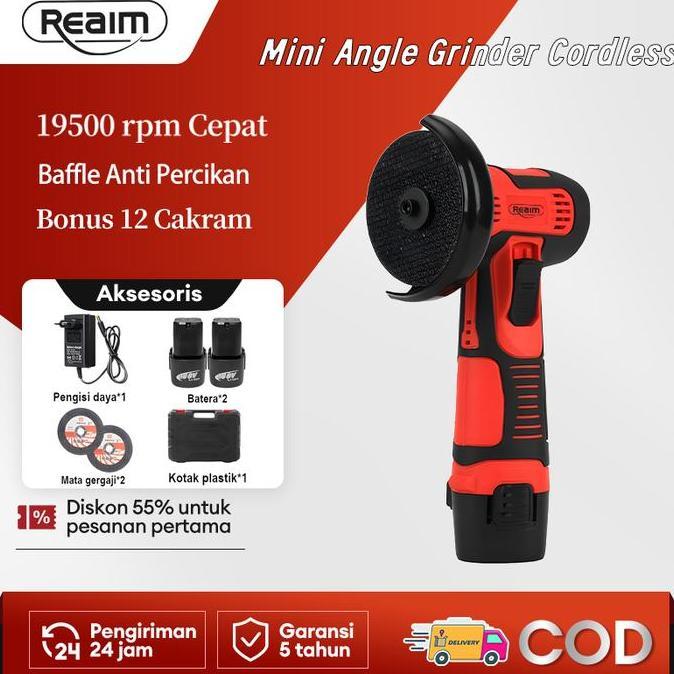 Pwt - Reaim Gerinda Baterai 3 Inch Gerinda Listrik Mini Gergaji Mesin Mini Gergaji Kayu Cordless Ang