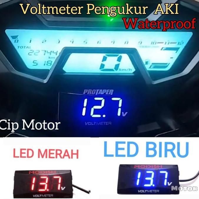 VOLTMETER DIGITAL AKI MOTOR LED / VOLTMETER PENGUKUR AKI MOTOR PROMO