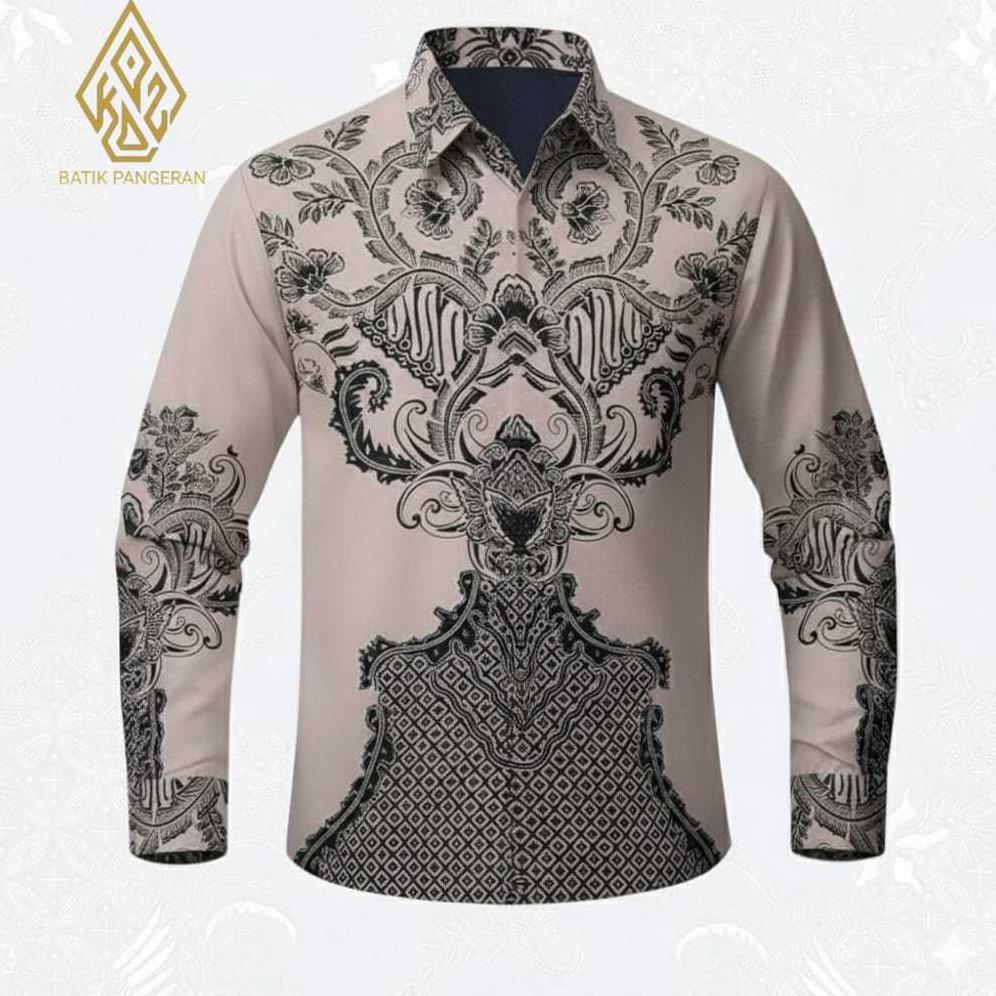 Kemeja Batik Pangeran Motif Bara Slimfit Lengan Panjang Batik Solo kemeja batik
