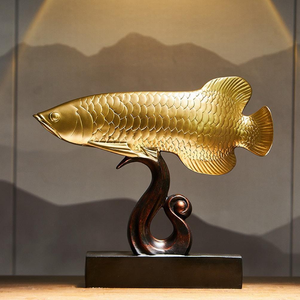Siap Kirim Pajangan Ornamen Premium Mewah Ikan Keberuntungan Naga Emas / Ornamen Premium Bentuk Ikan