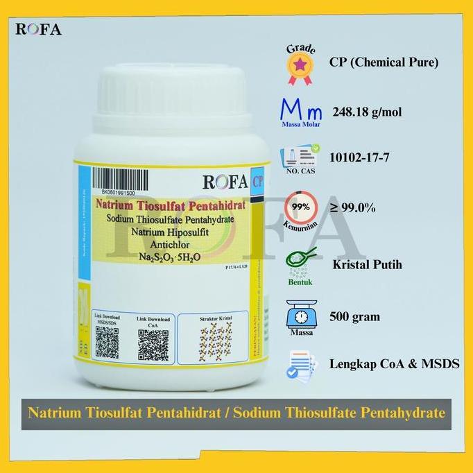Medikit- New- Rofa Natrium Tiosulfat Pentahidrat / Sodium Thiosulfate Pentahydrate / Na2S2O3.5H2O Cp