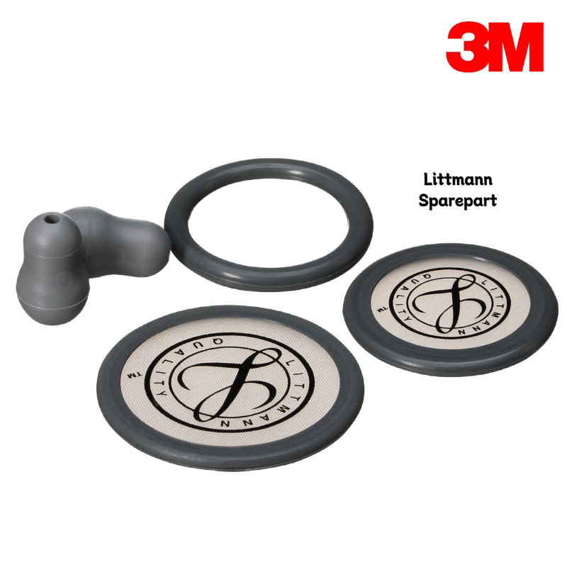 3M Sparepart Stetoskop Littmann - Membran Dewasa + Ring + Eartip Abu-abu