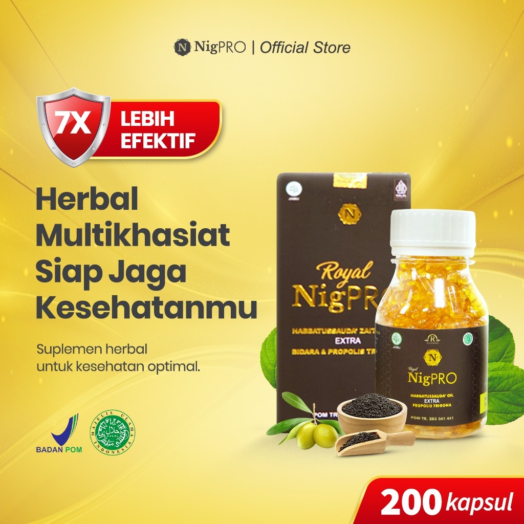 ROYAL NigPRO Habbatussauda Oil Extra Propolis Trigona Isi 200 Kapsul