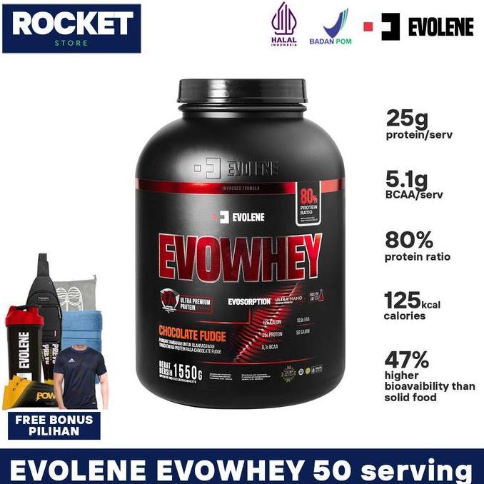 Gasdiet- Evolene Evowhey Whey Protein Concentrate With Isolate 1750 Gram - 50 Sachet Suplemen Fitnes
