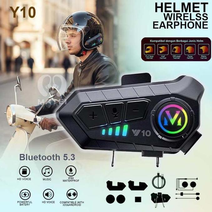 KIVANAMII98 - MATEI COD INTERCOM K06 / Y10 HEADSET HELM BLUETOOTH 5.3 SEPEDA MOTOR BLUETOOTH HANDS F