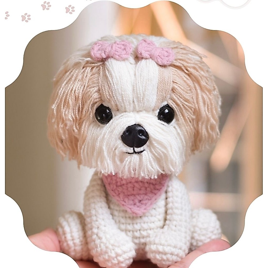 anjing Shih Tzu Human doll Rajut boneka lucu cute doll Crochet Pattern BISA PRINT/CETAK (HANYA POLA)