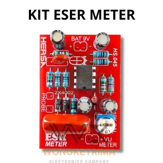Kit Esr Meter Jrc4558D Alat Cek Elco Pcb 48X31Mm Supply 9V Dc