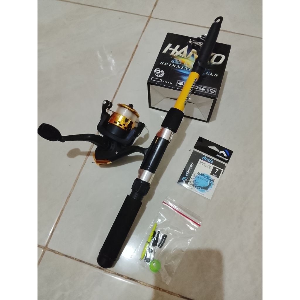 Pancingan SET, Paket Murah Joran panjang 150cm + Reel KATANA 200 6Ball + Reel KATANA HANZO 200 6Bear