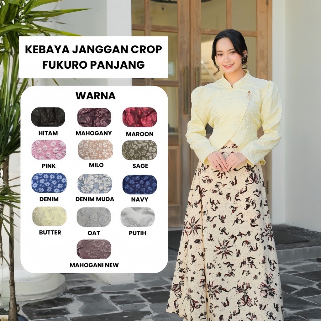 Kebaya Janggan Fukuro Crop Modern untuk Wisuda Wanita