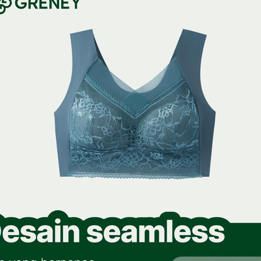 Greney-Bra Rompi Renda Bra Wanita Big Size Jumbo Bra Tanpa Kawat Bra Wireless Seamless Bra Push Up B