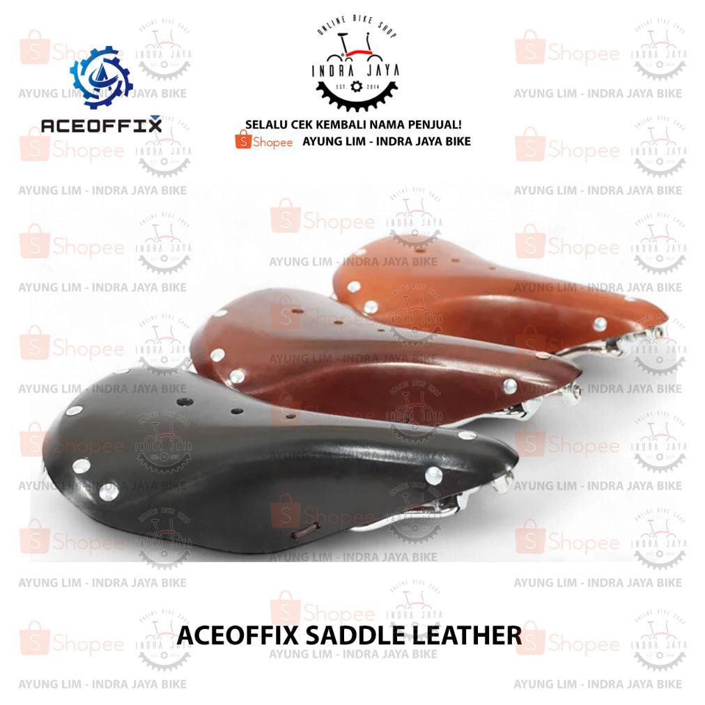 Aceoffix - Leather Bicycle Saddle Dengan Saddle Bag Loops Diskon
