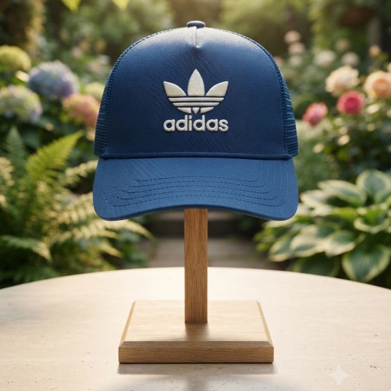Topi Adidas Originals Trefoil Trucker Cap Biru Mesh Second Original