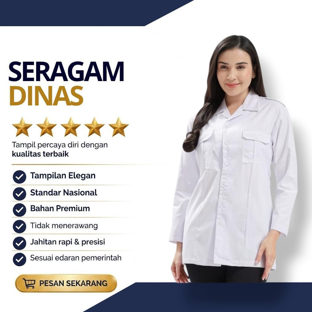 Clearance Baju Pdh Wanita Putih Bersih Pakaian Dinas Pns Asn Guru Pemda Warna Putih Drill Premium