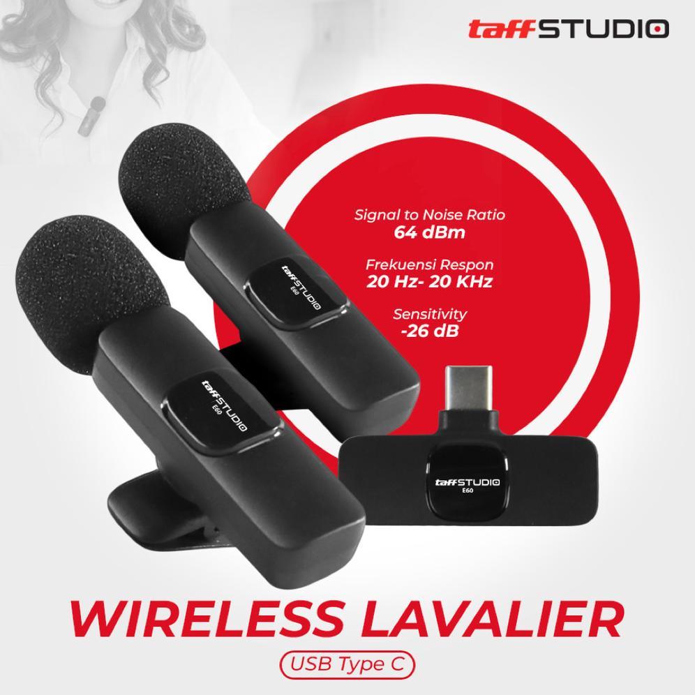 Mega 2 Mic Mikrofon Wireless Hp Lavalier Microphone Usb Type C 2.4 Ghz Taffstudio / Mikrofon Clip On
