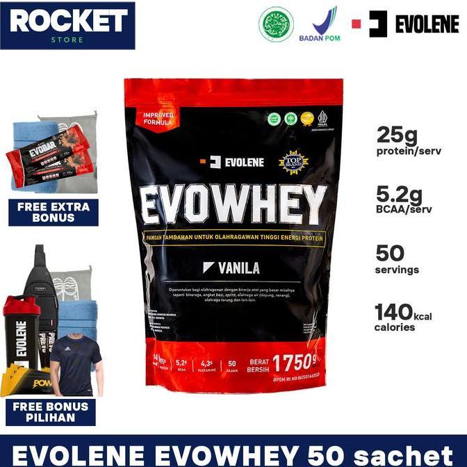 Dietaja- Evolene Evowhey Whey Protein Isolate & Concentrate 50 Serving - Suplemen Fitness