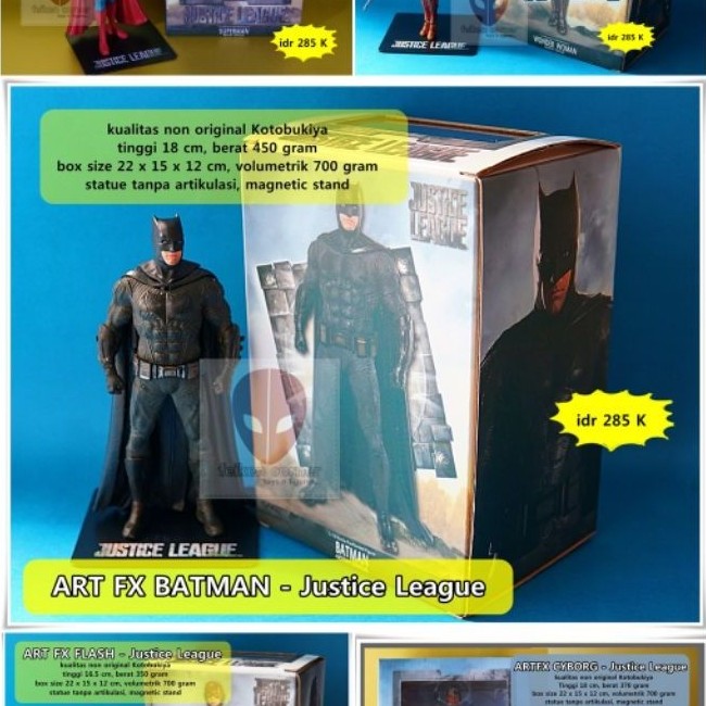 SALE serba 250K figure KOTOBUKIYA SUPERMAN BATMAN WONDER WOMAN CYBORG FLASH JUSTICE LEAGUE, KOTOBUKI