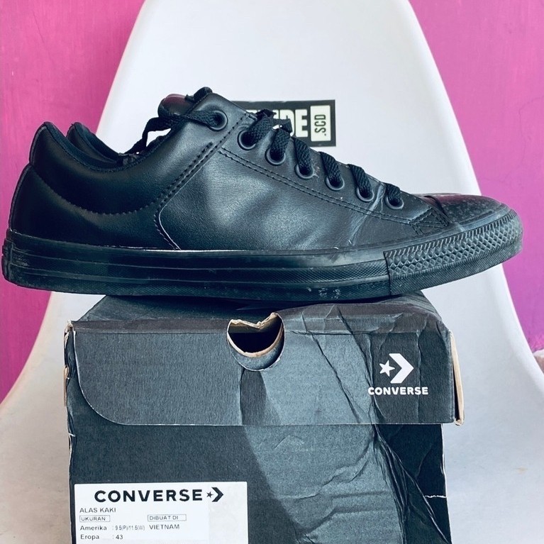 Converse Black Second Original Size 43 Lengkap Box Original Kondisi Terawat