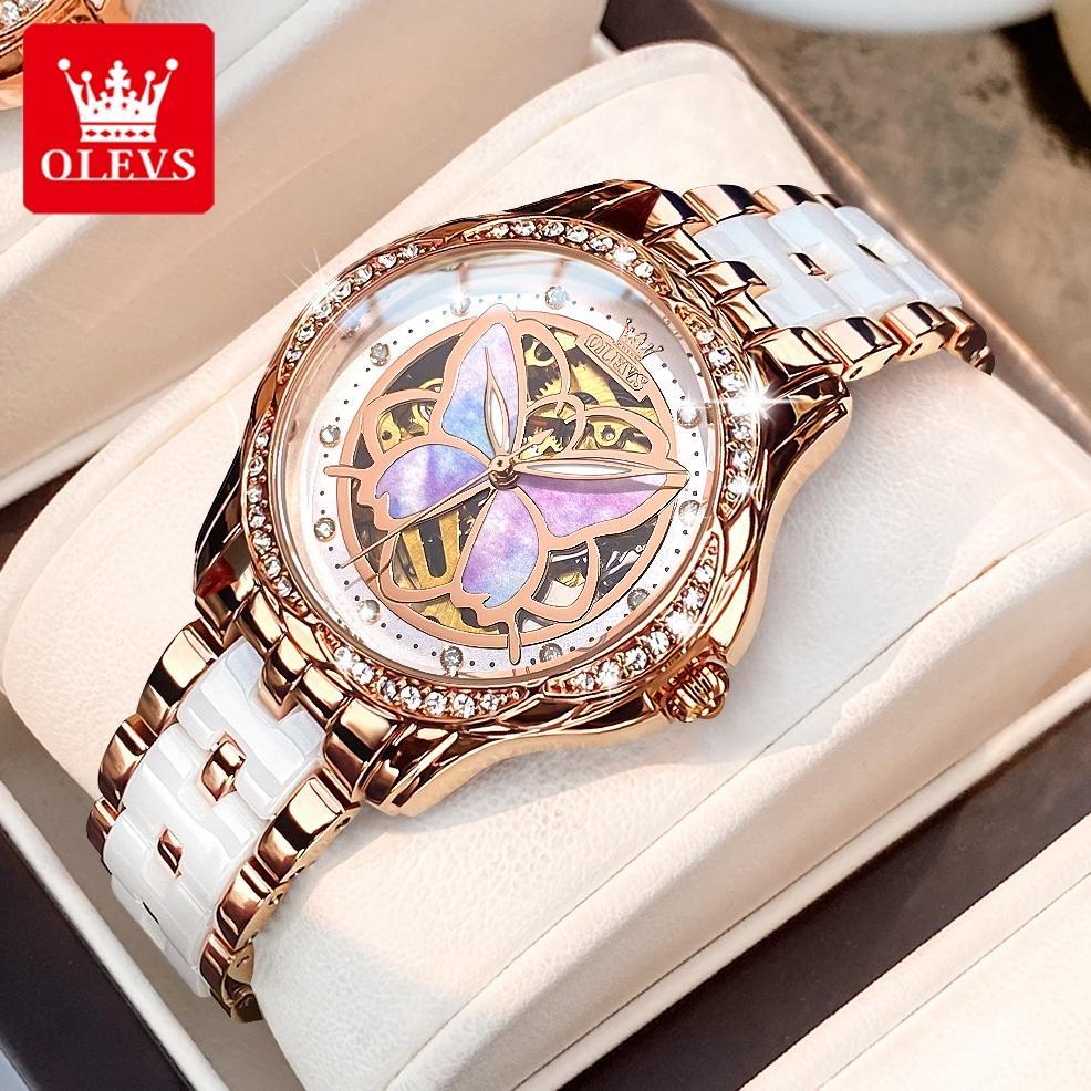 TERBARU OLEVS JAM TANGAN AUTOMATIC WANITA ORIGINAL ANTI AIR KERAMIK MEWAH KECIL WOMEN WATCH