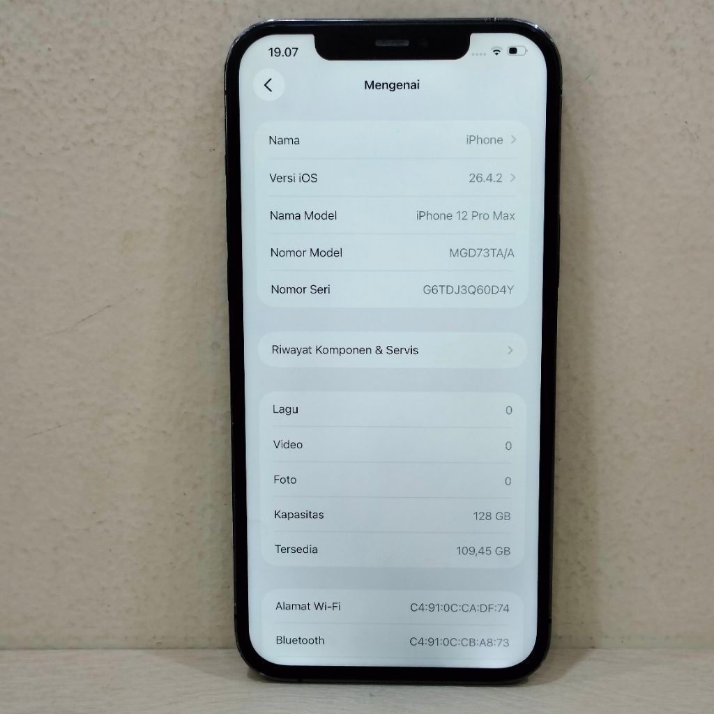 (0D4Y-1) IPHONE 12PROMAX RAM 128GB (INTER) TA/A, BATANGAN NO CHARGER "139094"