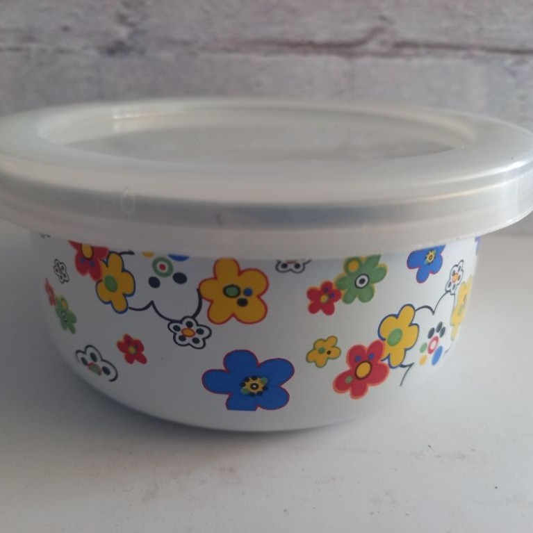 Mangkuk Enamel Size 10 Tutup Plastik/Bowl Enamel Size 10/Mangkok Enamel 10