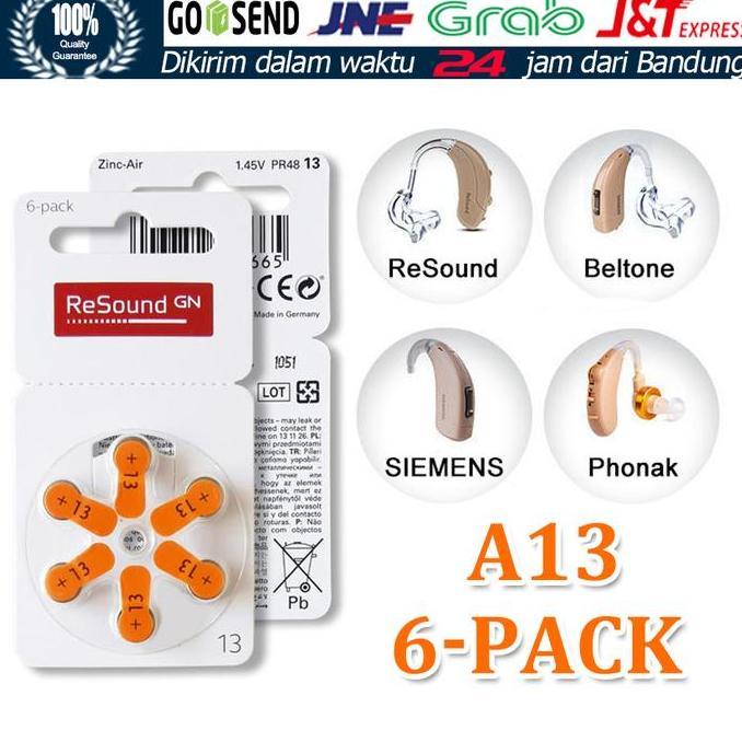 CHICKLEP 6Pcs Baterai Alat Bantu Dengar 13 ,Hearing Aid Battery 13 GN ReSound