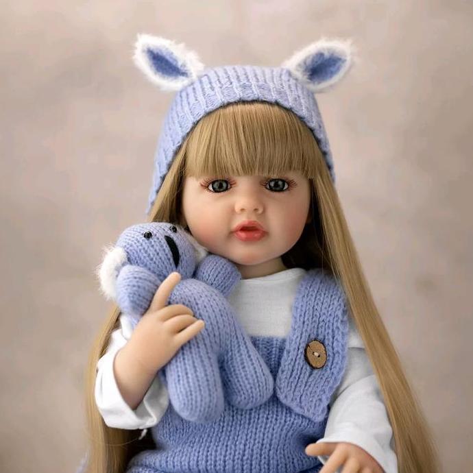 Boneka Reborn Baby Dolls Girl Real Life Newborn Baby Dolls Realistic Looking Brown Long Hair Girl Al
