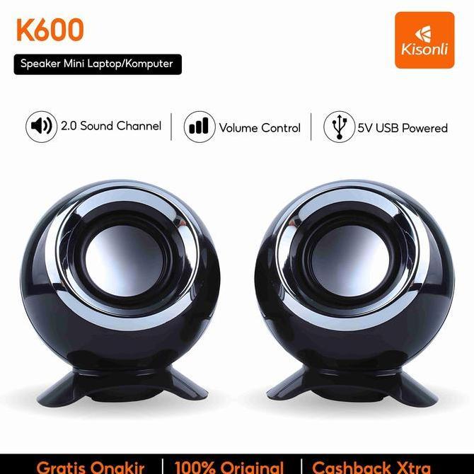 jukawaliman - kisonli - speaker mini 2.0 laptop pc / komputer k600 jam speker spiker bass
