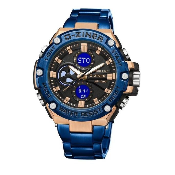 PARADOPA_GIRLS - DZINER JAM TANGAN PRIA 8347 RANTAI STAINLESS STEEL DOUBLE TIME WATER RESISTANT 10AT