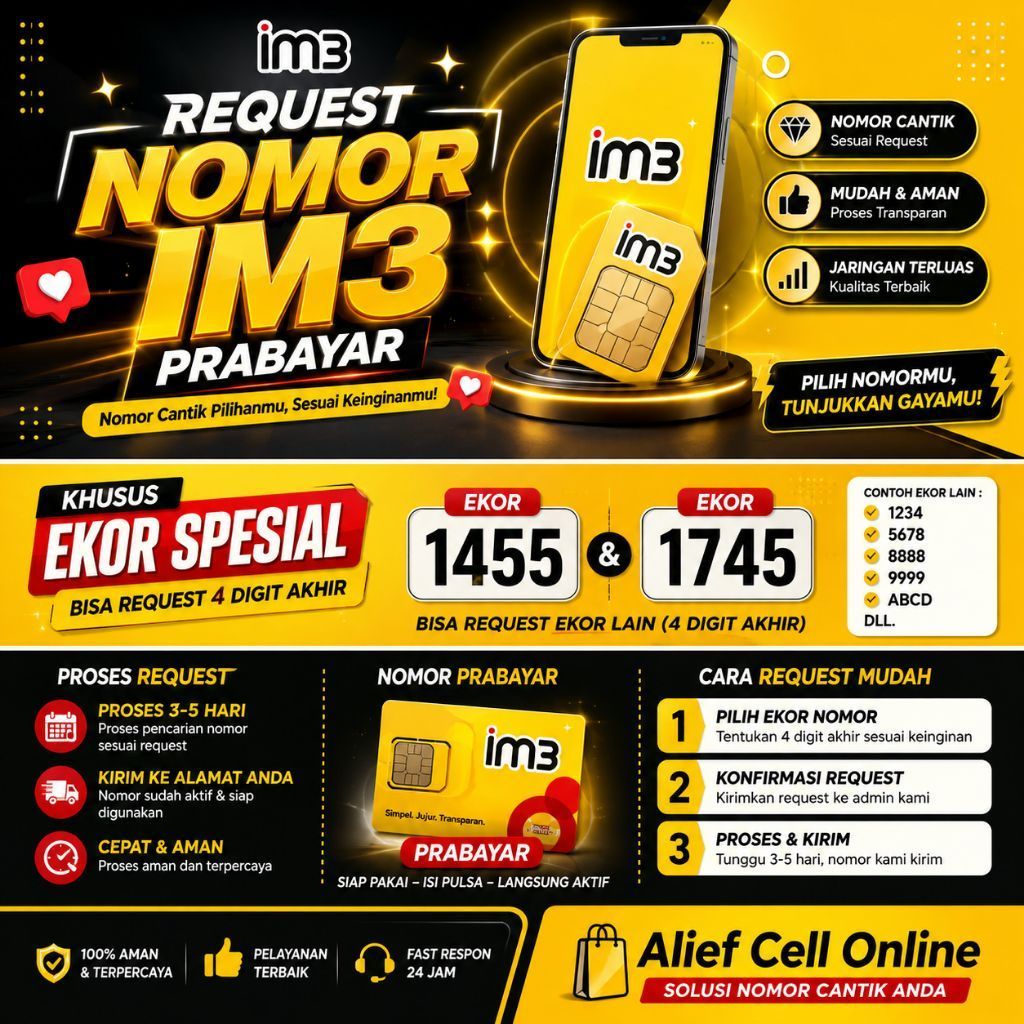 Nomor Cantik IM3 Prabayar Request Ekor 1455 / 1745 | Custom 4 Digit Akhir