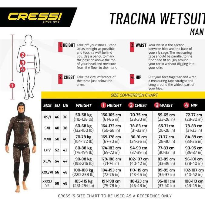 Wetsuit Cressi TRACINA Ultraspan V1.8 ( Spearfishing/Freediving) / Pakaian Selam / Baju Spearfishing