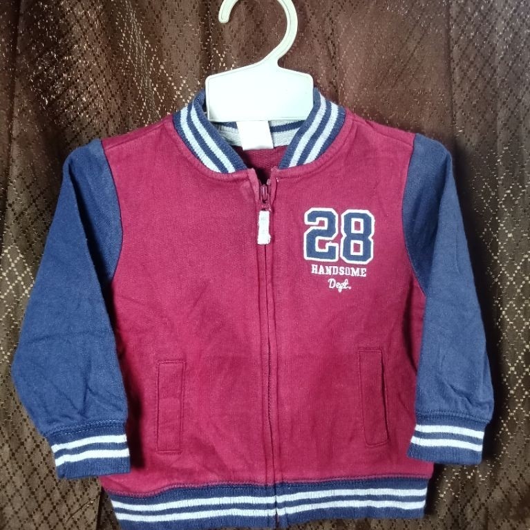 Jacket Zipper Anak Varsity Maroon Navy