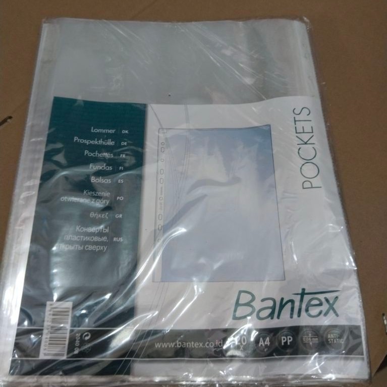 Pp pocket Plastik File A4 bantex 2040-08 1 pack isi 20 lembar