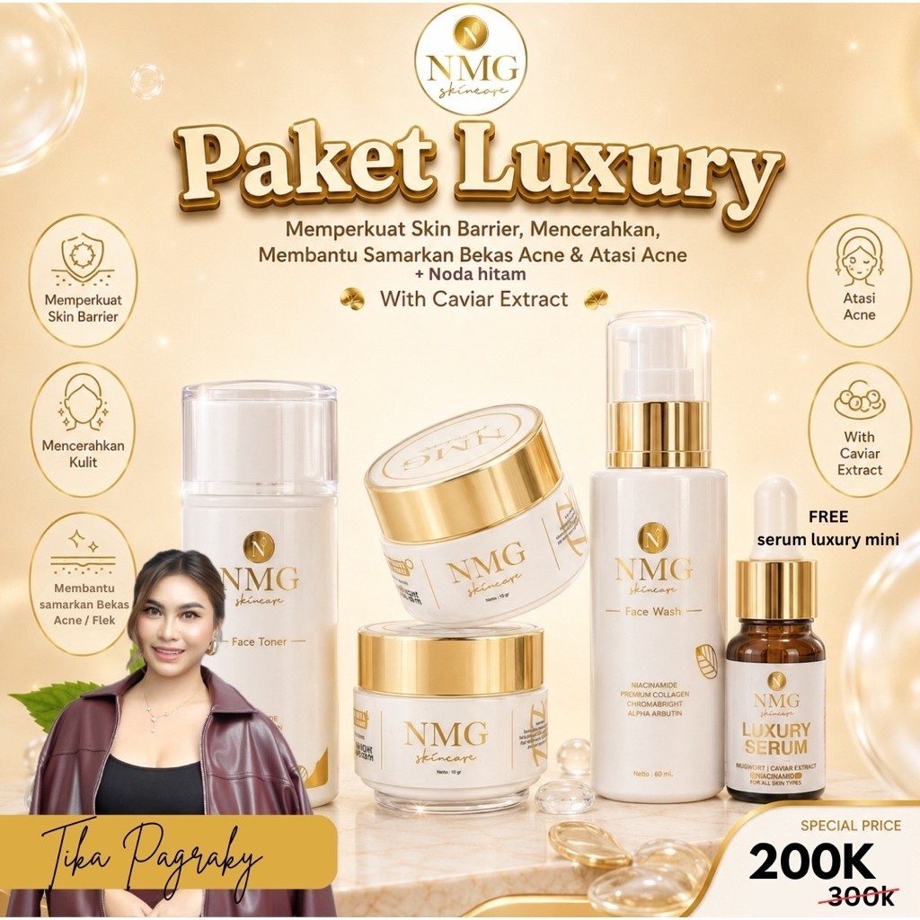 Paket Luxury Free Serum AUTO GLOWING CERAH HEMPAS ACNE (all skin type+basic skincare) Paket Skincare