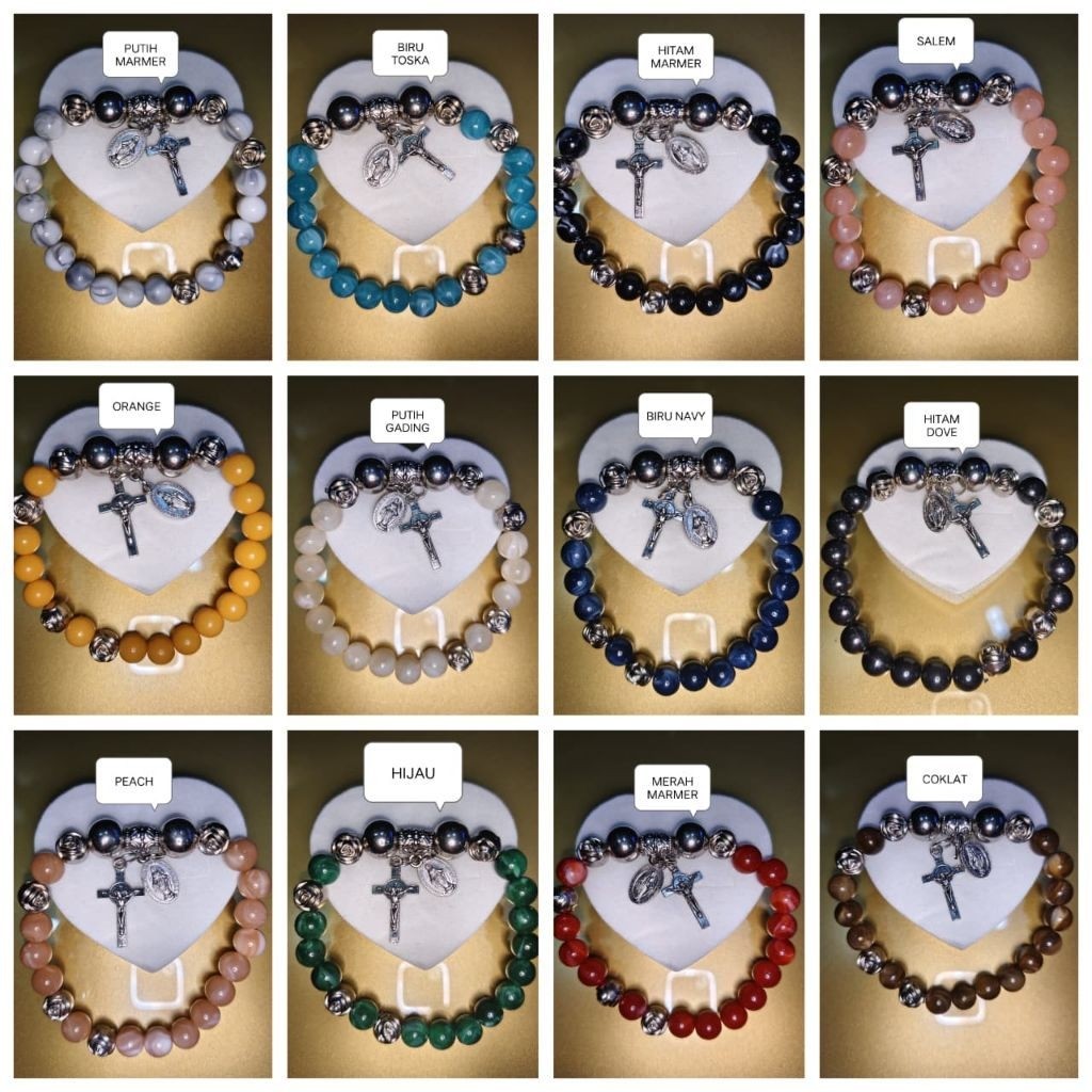 gelang rohani Rosario salib rosary bracelet Benedictus trinity handmade diy kristen