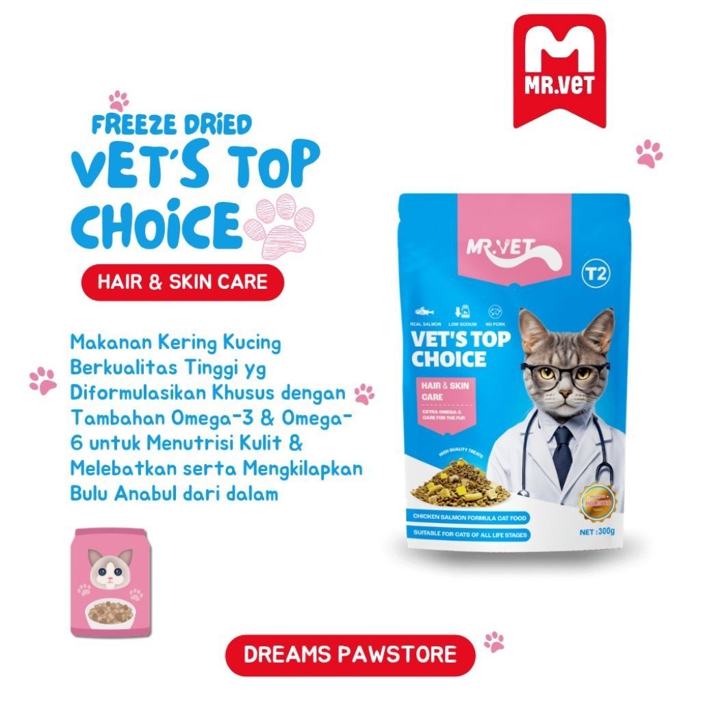 Mr. Vet Vet's Top Choice Cat Food 50gr - Makanan Kering Premium