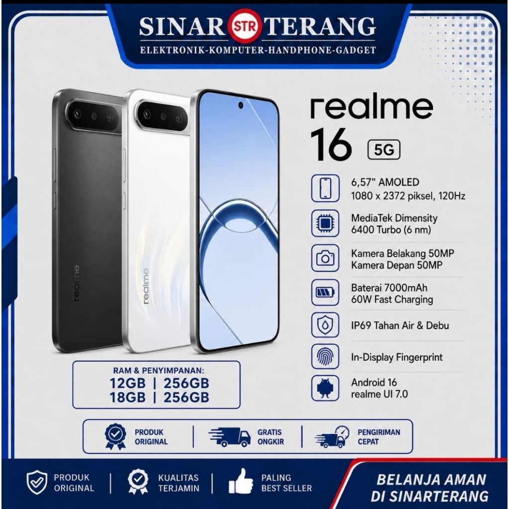 HP REALME 16 5G 8/256GB | 12/256GB GARANSI RESMI