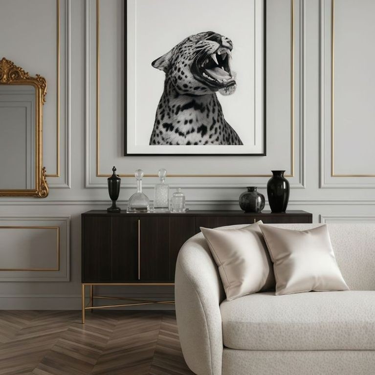 Hiasan Dinding Macan Putih Harimau Putih Foto Poster  MDF glosy HD