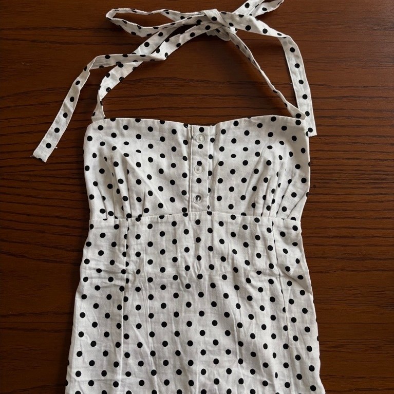 (preloved) NEVER WORN the ciao polkadot ruffle halter blouse