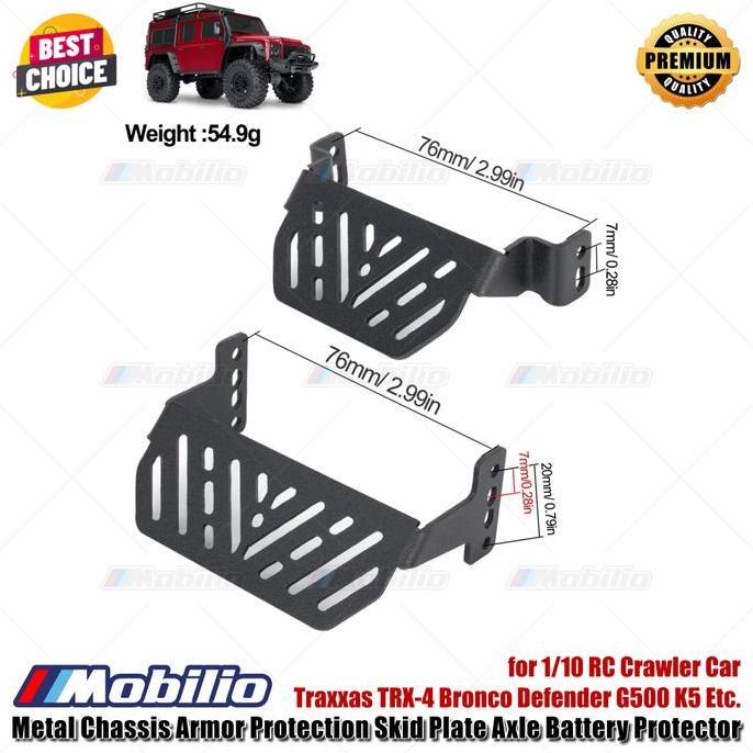 Metal Chassis Armor Protection Skid Plate Axle Battery Protector for 1/10 RC Crawler Car Traxxas TRX