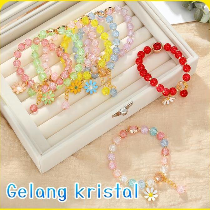Gelang Kristal Manik-Manik/Gelang Kristal/Gelang Aksesori Segar Modis/Gelang Kristal Daisy Kecil/Ter
