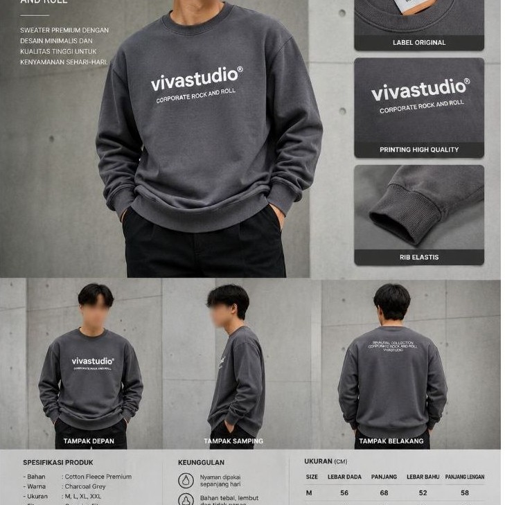 Jaket Crewneck VivaStudio Second