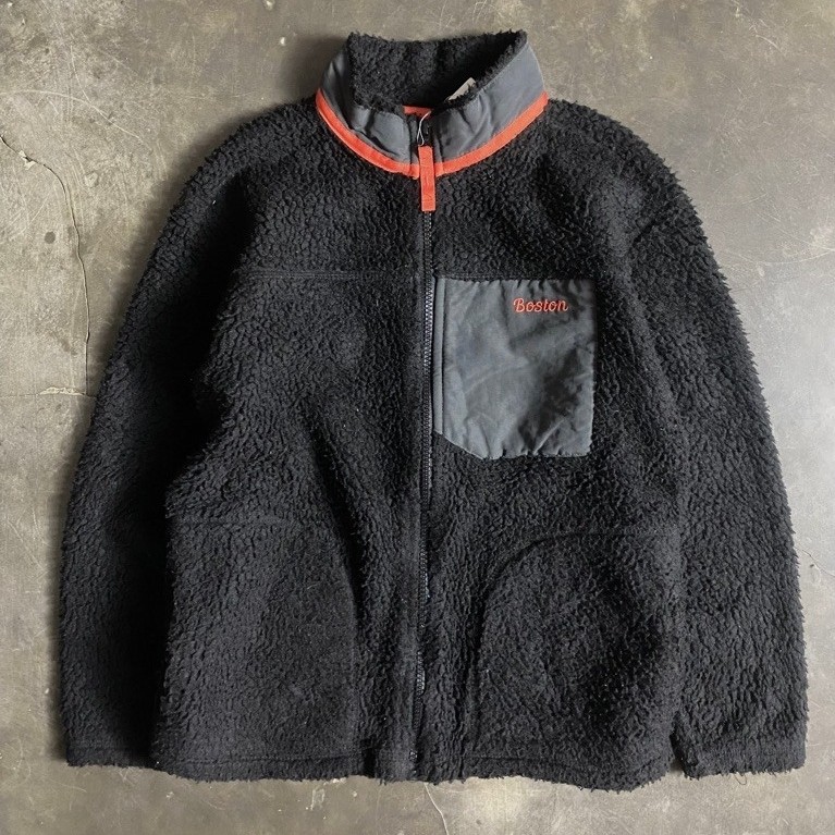 JF 213 - Jaket Polham Kids Sherpa Fleece Outdoor Boston Black Stand Collar - Size 140 Fit XS (56/47)